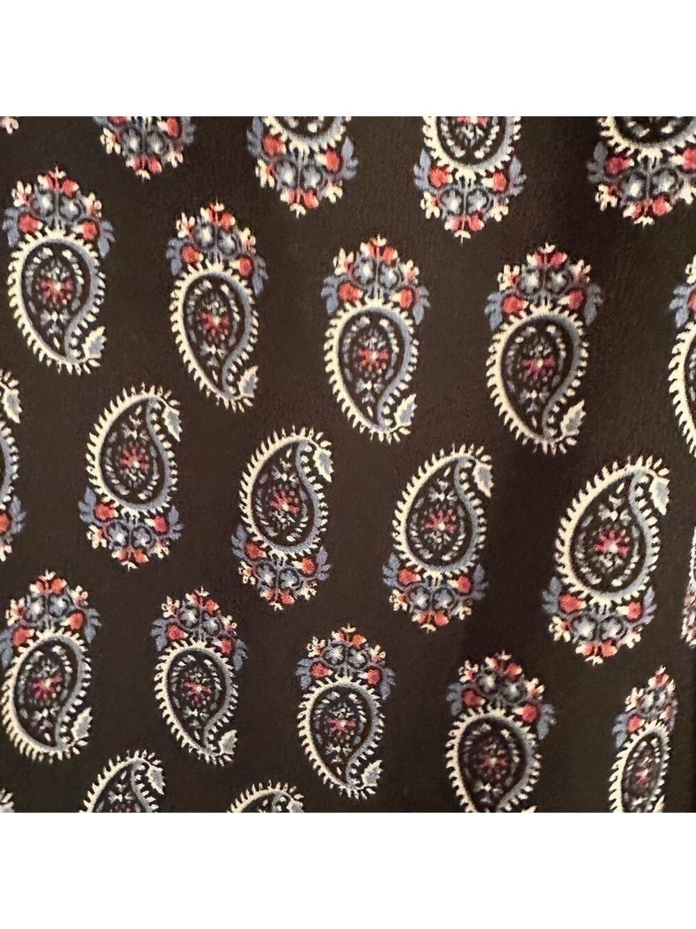 Lush Paisley Summer Sheer Blouse Womens Medium Black, Blue, Red Long Sleeves - Picture 6 of 16